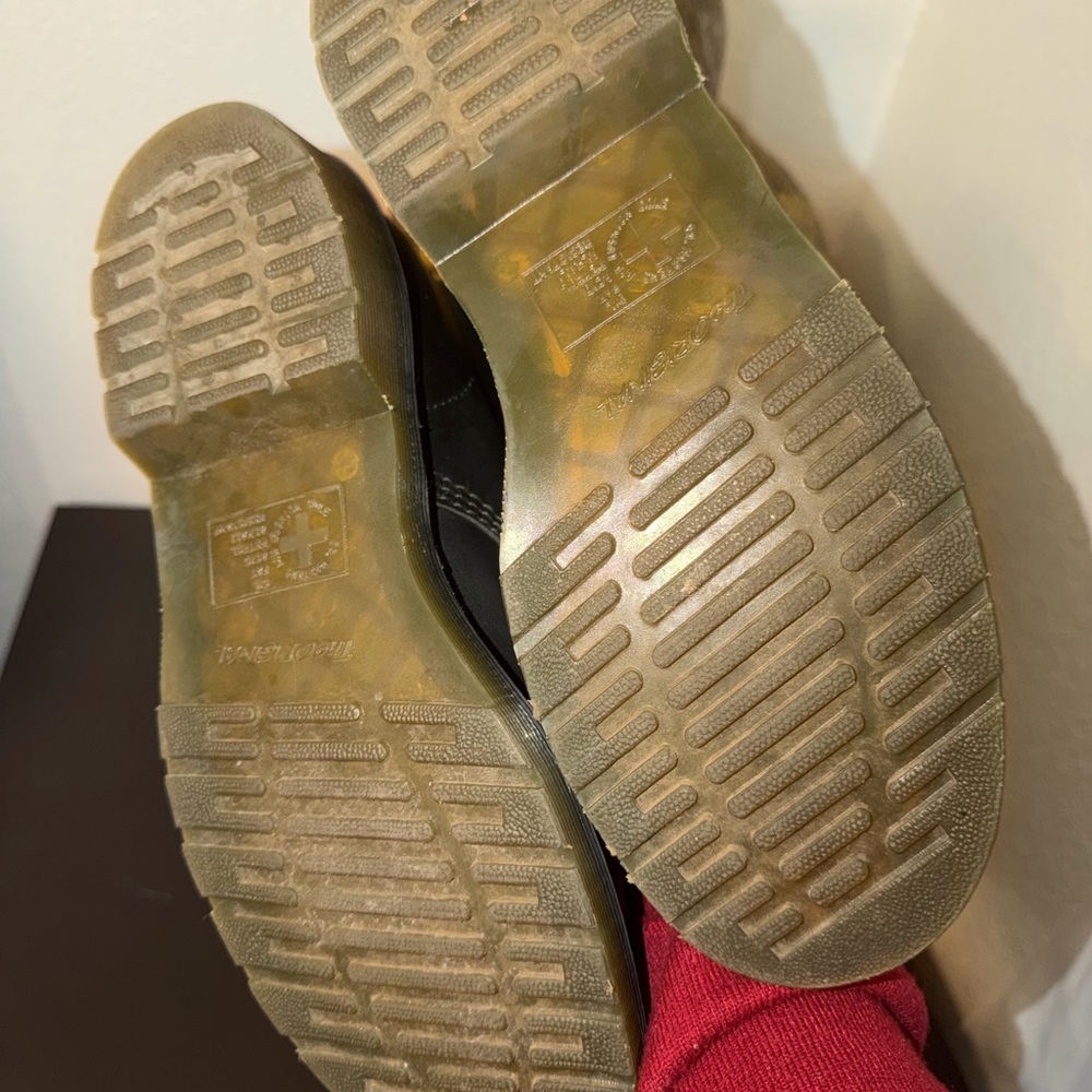Dr. Martens Black Leather Boots with Yellow Stitching - Picture 7 of 9